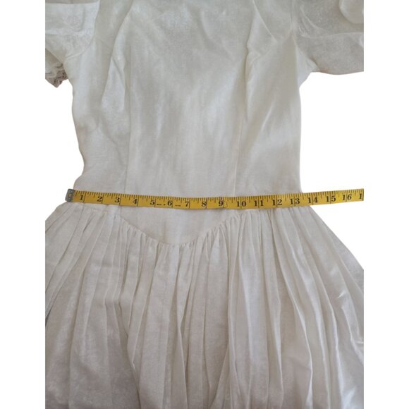 70s/80s Jessica Mcclintock Gunne Sax Creamy White Floral Print Lace Dress 8 - Picture 15 of 16